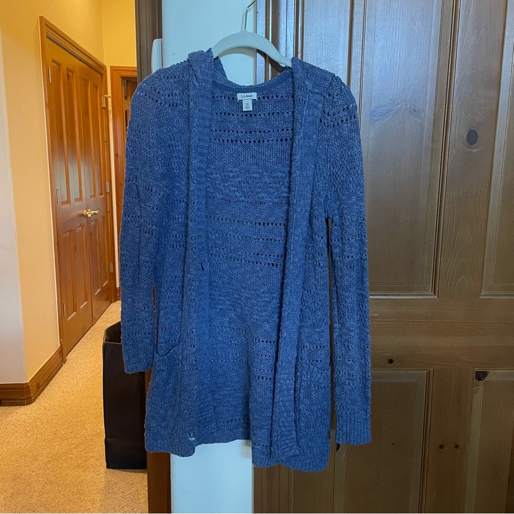 LL Bean Knit Hooded Cardigan